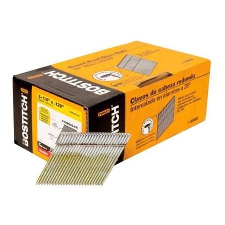 Dewalt Collated Framing Nail, 3-1/4 in L, Galvanized, Round Head, 28 Degrees S12DGAL-FH
